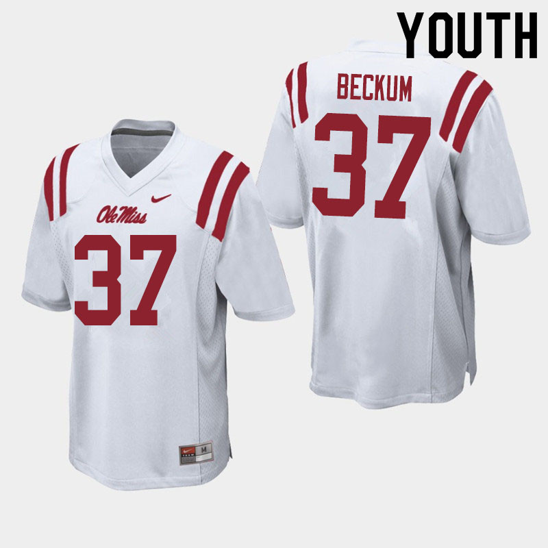 David Beckum Ole Miss Rebels NCAA Youth White #37 Stitched Limited College Football Jersey QIB8758WG